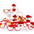 Red Christmas decorative glasses with assorted plush snowman and reindeer figurines - CHYJ-04 Plush LED Decorative Glasses