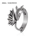 Boucle d'oreille dragon argenté avec ailes et détails d'écailles style fantastique - Style 18 (Tête de dragon)