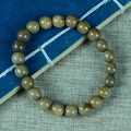 Natural Argentinian green sandalwood beads bracelet with authentic wood grain texture - Single Loop 8mm*22 Beads [Straight Grain]