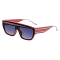 Pink oversized square sunglasses with purple gradient lenses and silver metal temples - C4 Matte Pink Silver Gradient Gray