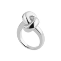 Detailed macro shot of silver knotted waterdrop open ring with high-polished finish - Silver Knot Ring