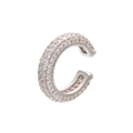 Macro detail of silver ear cuff featuring micro-pave cubic zirconia on 18K gold base - Silver White Zirconia 1PC