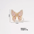 Detail shot showing butterfly ring dimensions 3.0cm by 3.3cm and 3.4g weight specifications - Gold Butterfly Pink White Zirconia