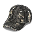 Cappellino da baseball in denim nero vintage con fori colorati e cuciture a contrasto - Dettagli Multicolore (#2)