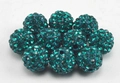 Close-up of peacock blue pave clay disco beads with sparkling rhinestones for jewelry DIY - 10mm / Peacock Green (11)