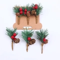 Künstliche Weihnachtszweige mit roten Beeren, Tannenzapfen und grünen Tannennadeln Deko - Kiefernnadel Stil 2