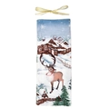 Christmas reindeer wine bottle bag with snowy scene and golden silk bow decoration - Reindeer (G-JT115)