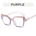 Fashionable oversized purple cat eye glasses frame with trendy geometric square design - Transparent Purple