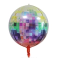 Spherical 4D disco laser foil balloon with colorful mirror square pattern for party deco - 22 Inch / Holographic Multicolor