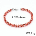 Bracciale bizantino da 4 mm in acciaio inossidabile arancione e argento con chiusura - Bracciale Arancione (KB148893-Z)