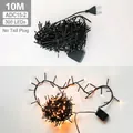 Warm white 10M 300 LEDs string light with black cable and EU plug for Christmas decor - 10M-300 LEDs-No Tail Plug / Firecracker Warm White (Green Wire)