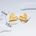 Modern gold melting-effect heart earrings with organic texture measuring 2.5cm by 2.2cm - Wave Heart Style 2 - Gold