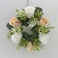Artificial white and champagne rose candle ring wreath with eucalyptus leaves decor - New Wreath Two-Tone Champagne White