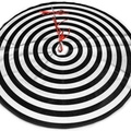 Classic round Christmas tree skirt with black and white concentric patterns and red ties - 90cm / Striped