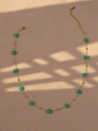 Bohemian gold chain necklace with turquoise beaded flowers and lobster clasp - Blue Green Necklace