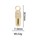 Detail view of a 18k gold capsule pendant with rhinestones including size specifications - Capsule