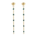 Bohemian gold chain drop earrings with dark green beads for a minimalist look - Gold Dark Green Bead Style (KE109149-Z)