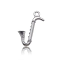 Retro silver saxophone charm pendant accessory for DIY necklaces and bracelets - 15562-16x26mm Saxophone