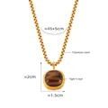 Vintage golden titanium steel necklace with a square tiger's eye stone pendant - Gold Color Tiger's Eye Necklace (TXP028)