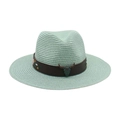 Chapeau fedora en paille vert menthe avec broderie florale et tête de taureau - Vert menthe