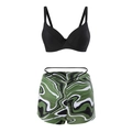 Zweiteiliger Damen Bikini mit schwarzem Oberteil und High-Waist-Shorts im Marmor-Print - Einheitsgröße (Cover-up) / Wasserwelle / Nur Cover-up