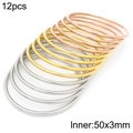 Set of 12 thin 3mm stacking bangles in gold, silver, and rose gold finishes - 12Pcs Set-Tri-color Mix (KB188749-GC)