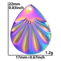 Pendentif goutte en acier inoxydable arc-en-ciel montrant les dimensions 22x17mm - Goutte d'eau Solaire / Arc-en-ciel