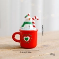 Weihnachts-Schneemann-Becher Harzornament mit Zuckerstange und Maßen 10cm Höhe - Schneemann Teetasse Ornament