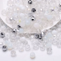 Faceted football-cut crystal glass beads in assorted colors for DIY jewelry necklaces - 8MM Approx 50pcs/Bag / White