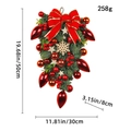 Lighted Christmas upside-down wreath with red bow, ornaments, and size markings - K1-4 Burgundy Snowflake Swag