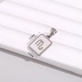 Silver square stainless steel zodiac pendant with white inlay and dimension mark 13x10MM - Scorpio / 10*13mm