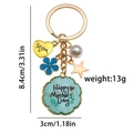 Golden Happy Mother's Day keychain with green wave round pendant and Mom heart charm - Blue Mother's Day (LS373)