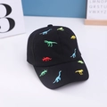 Berretto da baseball in cotone nero per bambini con ricamo a dinosauro colorato vivace - Taglia Regolabile (Bambino) / Nero