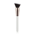 Close-up of angled foundation brush with dual-tone bristles and rose gold ferrule - White Gold Angled