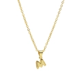 18k gold plated bubble letter M pendant on a fine necklace chain with a shiny finish - Letter M
