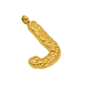 Letter J pendant necklace in golden finish with unique embossed texture on white background - Letter J - Gold Pendant