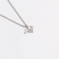 Detail shot of silver stainless steel heart necklace with heartbeat line and arrow design - Arrow Through Heart ECG / Silver ECG