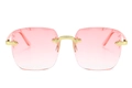 Frameless square sunglasses with pink gradient lenses and gold metal bridge - Double Pink Gradient (Upgraded)