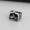 Vintage silver titanium steel ring with embossed motorcycle motif for men - Motorcycle Relief Style (KR39461-OT)