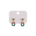 Christmas wreath earrings with golden heart studs and festive green red enamel finish - Heart Wreath