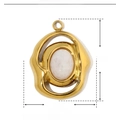 Detailed size parameter view of gold stainless steel marquise natural stone pendant - YE248-White Marble/Irregular Ring