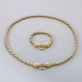 Conjunto de collar y pulsera de acero inoxidable con cabeza de león dorado - Collar + Pulsera / Conjunto Dorado