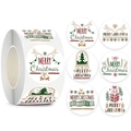Christmas roll stickers with six festive designs featuring deer, trees and gift patterns - Style B