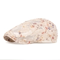 Béret en maille respirante à motif floral beige et violet de style rétro vintage - Style Floral Respirant en Maille Beige / Beige Fleuri (Q-280)