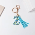 Letter Z keychain with blue mandala eye pattern and matching long suede tassel - Letter Z (With Tassel)