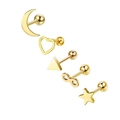 5er-Set goldene Edelstahl-Ohrstecker mit Mond- Herz- Stern- und geometrischen Motiven - Set 5 (Gold/Mond Herz Dreieck Stern)