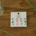 Christmas stud earring set featuring 12 pairs of festive trees, hats, and wreaths - Style F (Wreath/Christmas Hat) / 6 Pairs Set
