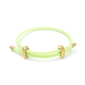Light green 3mm steel wire rope bracelet with golden double slider fasteners - Light Green