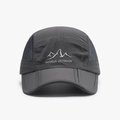 Dark grey outdoor mesh baseball cap with breathable side panels and mountain embroidery - Adjustable / Dark Gray