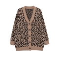Damen Strickjacke mit Leopardenmuster, V-Ausschnitt und Knöpfen in Braun Schwarz - S / Leopardenmuster